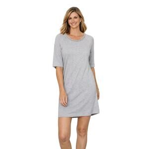 Philosophy Dresses Beaded Neckline Gray Tunic Mini Dress Size L